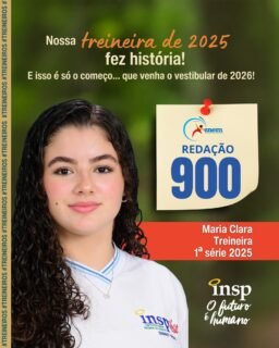 Parabéns, Maria Clara! 🎉
Os resultados da redação de 2025 mostram o empenho dos nossos alunos e o compromisso do INSP FJacarepaguá com uma educação de qualidade.
Seguimos celebrando cada vitória e construindo grandes histórias! 💙📚
#treineiro #INSP #enem #redacaoenem