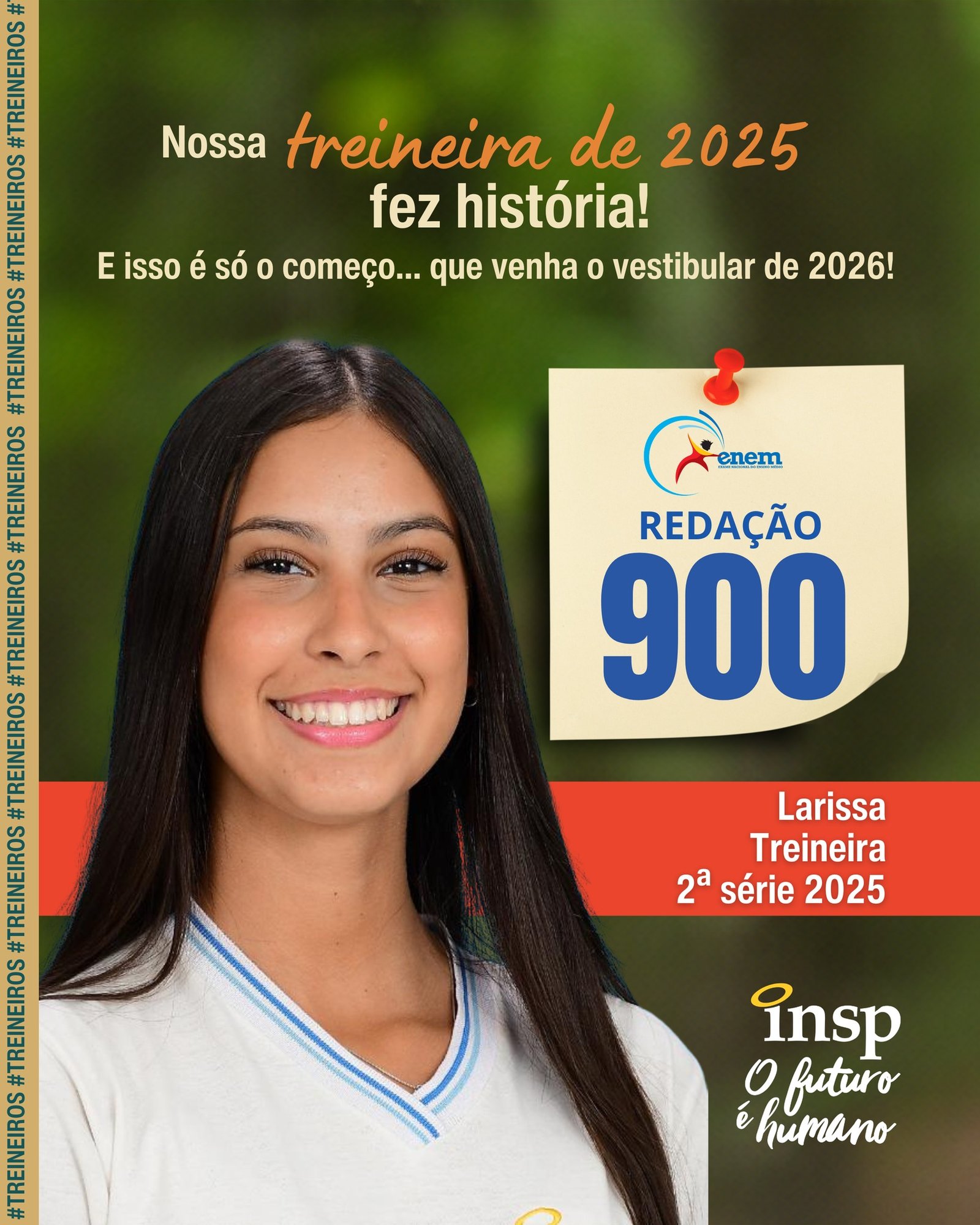 Parabéns, Larissa! 🎉
Os resultados da redação de 2025 mostram o empenho dos nossos alunos e o compromisso do INSP Jacarepaguá com uma educação de qualidade.
Seguimos celebrando cada vitória e construindo grandes histórias! 💙📚
#treineiro #INSP #enem #redacaoenem