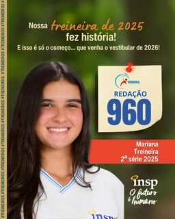 Parabéns, Mariana! 🎉
Os resultados da redação de 2025 mostram o empenho dos nossos alunos e o compromisso do INSP FJacarepaguá com uma educação de qualidade.
Seguimos celebrando cada vitória e construindo grandes histórias! 💙📚
#treineiro #INSP #enem #redacaoenem