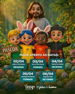 Fique atento às datas:
• 02/04 - Quinta-feira Santa - RECESSO.
• 03/04 - Sexta-feira Santa - FERIADO.
• 04/04 - Sábado de Aleluia - RECESSO.
• 05/04 - Domingo de Páscoa - FERIADO.
• 06/04 - Segunda-feira - AULA NORMAL.

#calendario #recesso #feriado #pascoa #semanasanta
