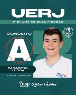 🎉🎓 Parabéns, Lucca! 🎓🎉 
O INSP se enche de orgulho com a sua conquista: conceito A no primeiro Exame de Qualificação da UERJ! 💙✨ Esse resultado é fruto de dedicação, foco e do Jeito Piedade de Educar que prepara nossos alunos não só para as provas, mas para os grandes desafios da vida. Que essa vitória seja a primeira de muitas nessa nova jornada rumo ao ensino superior! 
✨ Um detalhe que torna essa conquista ainda mais especial: você participou da prova como treineiro, antecipando a experiência do vestibular da UERJ e já demonstrando excelência, maturidade e comprometimento com os seus sonhos.
#Conquista #Sucesso #Parabéns #FuturoPromissor #EnsinoSuperior ResultadosQueInspiram JeitoPiedadedeEducar INSPVest INSP Jacarepaguá RioDeJaneiro