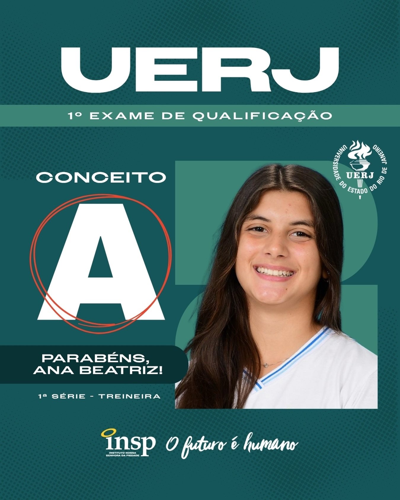 🎉🎓 Parabéns, Amanda Beatriz! 🎓🎉 
O INSP se enche de orgulho com a sua conquista: conceito A no primeiro Exame de Qualificação da UERJ! 💙✨ Esse resultado é fruto de dedicação, foco e do Jeito Piedade de Educar que prepara nossos alunos não só para as provas, mas para os grandes desafios da vida. Que essa vitória seja a primeira de muitas nessa nova jornada rumo ao ensino superior! 
✨ Um detalhe que torna essa conquista ainda mais especial: você participou da prova como treineiro, antecipando a experiência do vestibular da UERJ e já demonstrando excelência, maturidade e comprometimento com os seus sonhos.
#Conquista #Sucesso #Parabéns #FuturoPromissor #EnsinoSuperior ResultadosQueInspiram JeitoPiedadedeEducar INSPVest INSP Jacarepaguá RioDeJaneiro