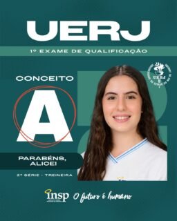 🎉🎓 Parabéns, Alice ! 🎓🎉 
O INSP se enche de orgulho com a sua conquista: conceito A no primeiro Exame de Qualificação da UERJ! 💙✨ Esse resultado é fruto de dedicação, foco e do Jeito Piedade de Educar que prepara nossos alunos não só para as provas, mas para os grandes desafios da vida. Que essa vitória seja a primeira de muitas nessa nova jornada rumo ao ensino superior! 
✨ Um detalhe que torna essa conquista ainda mais especial: você participou da prova como treineiro, antecipando a experiência do vestibular da UERJ e já demonstrando excelência, maturidade e comprometimento com os seus sonhos.
#Conquista #Sucesso #Parabéns #FuturoPromissor #EnsinoSuperior ResultadosQueInspiram JeitoPiedadedeEducar INSPVest INSP Jacarepaguá RioDeJaneiro