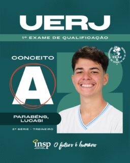🎉🎓 Parabéns, Lucas! 🎓🎉 
O INSP se enche de orgulho com a sua conquista: conceito A no primeiro Exame de Qualificação da UERJ! 💙✨ Esse resultado é fruto de dedicação, foco e do Jeito Piedade de Educar que prepara nossos alunos não só para as provas, mas para os grandes desafios da vida. Que essa vitória seja a primeira de muitas nessa nova jornada rumo ao ensino superior! 
✨ Um detalhe que torna essa conquista ainda mais especial: você participou da prova como treineiro, antecipando a experiência do vestibular da UERJ e já demonstrando excelência, maturidade e comprometimento com os seus sonhos.
#Conquista #Sucesso #Parabéns #FuturoPromissor #EnsinoSuperior ResultadosQueInspiram JeitoPiedadedeEducar INSPVest INSP Jacarepaguá RioDeJaneiro