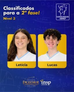 🎯📐 Excelência se constrói com dedicação.
OBMEP - Nível 3 (Ensino Médio)
Parabéns, Letícia e Lucas pela classificação para a 2ª fase da OBMEP, resultado de muito empenho, disciplina e paixão pelo conhecimento.
Essa conquista reforça o compromisso do INSP com uma formação acadêmica sólida, que prepara nossos alunos para enfrentar desafios com confiança e protagonismo.
Parabéns também aos professores, que, com dedicação e excelência, tornam cada conquista possível.
Que esta seja apenas mais uma de muitas vitórias! 💙
#INSPJacarepaguá #OBMEP #EnsinoMédio #ExcelênciaAcadêmica #OrgulhoINSP