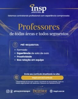 Trabalhe conosco!
O Instituto Nossa Senhora da Piedade abre inscrições para seu processo seletivo de professores de todas as áreas e segmentos.
Buscamos profissionais dedicados, inovadores e apaixonados pela educação, comprometidos com a excelência acadêmica e a formação humana.
Envie seu currículo atualizado no site:
www.insp2.com.br/curriculo
#curriculo #trabalho #emprego #vaga #educação