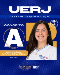 🎉🎓 Parabéns, Maria Eduarda! 🎓
🎉 O INSP se enche de orgulho com a sua conquista: conceito A no segundo Exame de Qualificação da UERJ! 💙✨
Esse resultado é fruto de dedicação, foco e do Jeito Piedade de Educar que prepara nossos alunos não só para as provas, mas para os grandes desafios da vida. Que essa vitória seja a primeira de muitas nessa nova jornada rumo ao ensino superior!
#Conquista #Sucesso #Parabéns #INSP #EnsinoSuperior