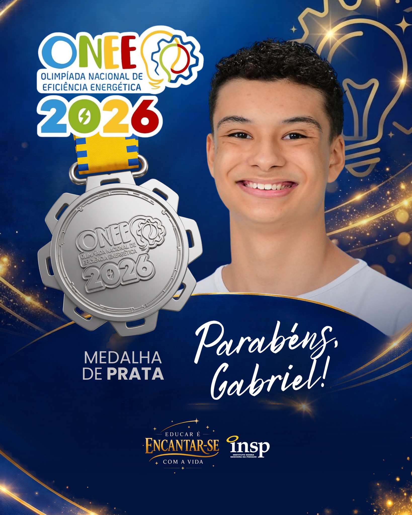 💡 Mais uma conquista cheia de energia… direto para o INSP!
Parabéns, Gabriel, por conquistar Medalha de Prata na ONEE 2026 — Olimpíada Nacional de Eficiência Energética! ⚡🏆
A ONEE é uma competição educacional brasileira voltada à conscientização sobre o uso consciente e sustentável da energia elétrica. Com dedicação e muito estudo, nosso estudante transformou esforço em medalha e nos encheu de orgulho. 🌱
Aqui, aprender é iluminar o futuro… e construir um mundo mais consciente 🌍💚
#SouINSP #INSPJacarepaguá #ONEE2026 #Sustentabilidade #OrgulhoINSP